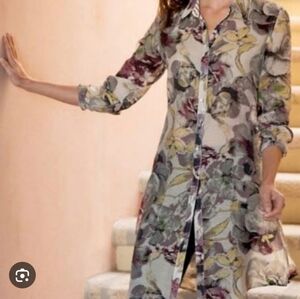 Soft Surroundings Magnolia Floral Button Tunic 1X
